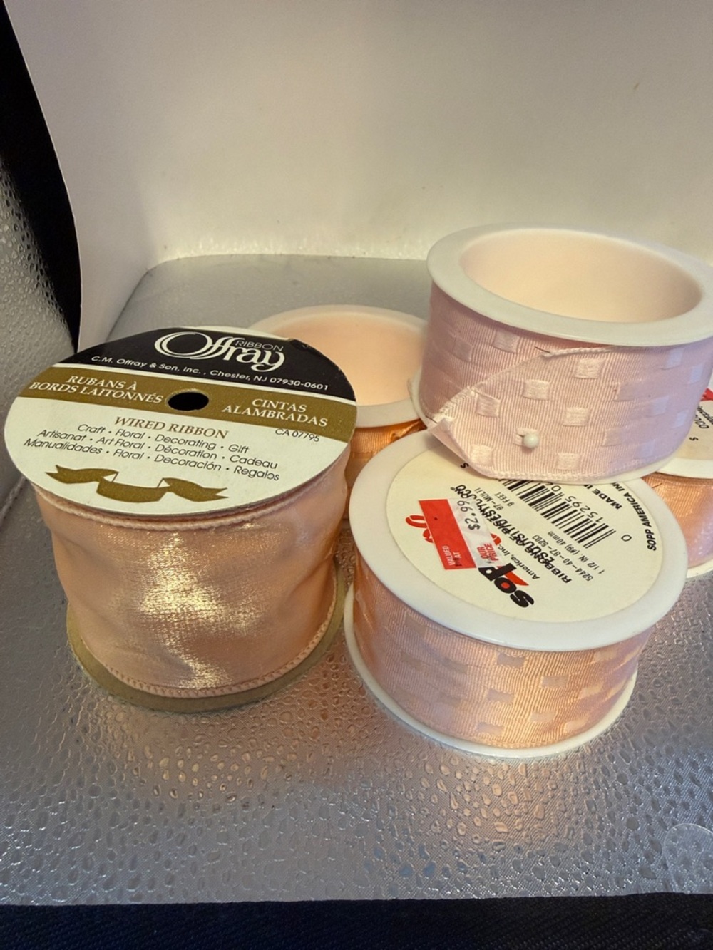 Decorative Ribbon Bundle in Light Pink - 5 Spools